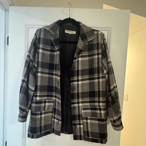 Saint Laurent Black and White Plaid Jacket